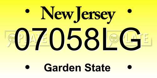 07058LG New Jersey License Plate