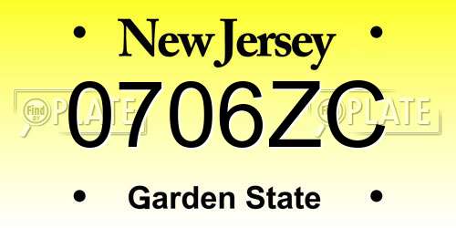 0706ZC New Jersey License Plate