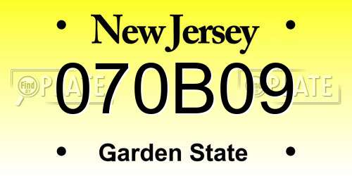 070B09 New Jersey License Plate