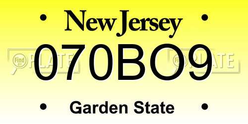 070BO9 New Jersey License Plate