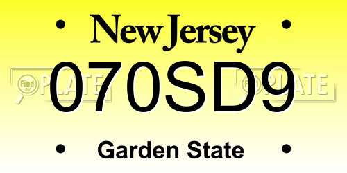 070SD9 New Jersey License Plate