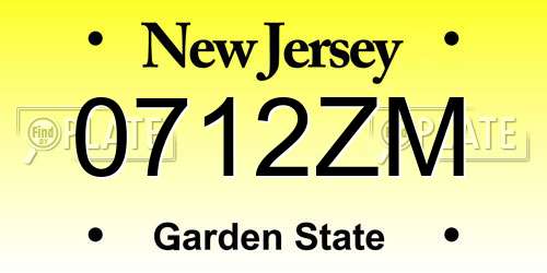 0712ZM New Jersey License Plate