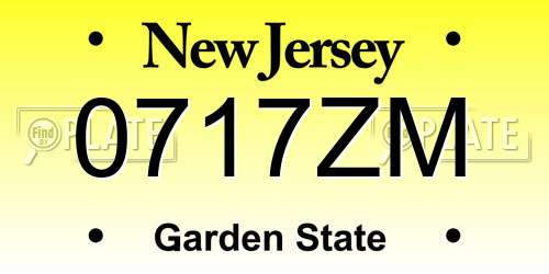 0717ZM New Jersey License Plate