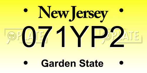 071YP2 New Jersey License Plate