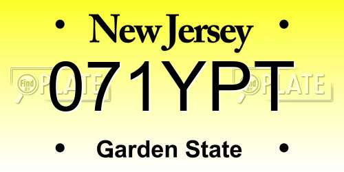 071YPT New Jersey License Plate