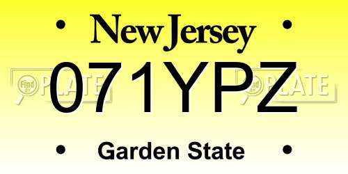 071YPZ New Jersey License Plate