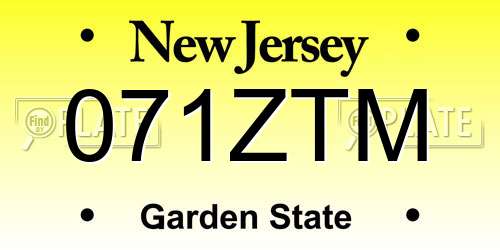 071ZTM New Jersey License Plate