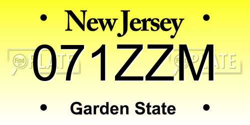 071ZZM New Jersey License Plate