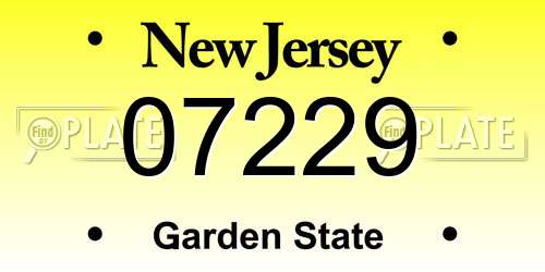 07229 New Jersey License Plate