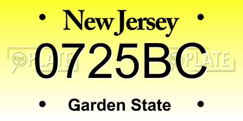 0725BC New Jersey License Plate