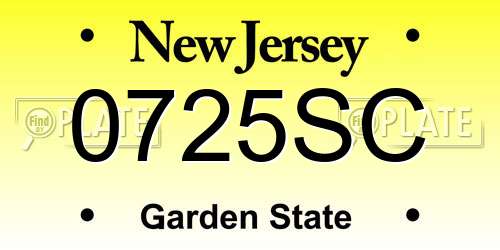 0725SC New Jersey License Plate