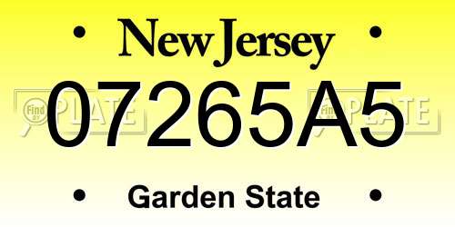07265A5 New Jersey License Plate
