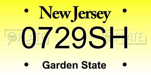 0729SH New Jersey License Plate
