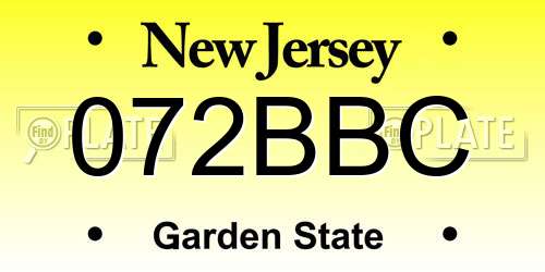 072BBC New Jersey License Plate