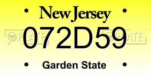 072D59 New Jersey License Plate