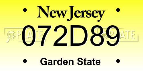 072D89 New Jersey License Plate