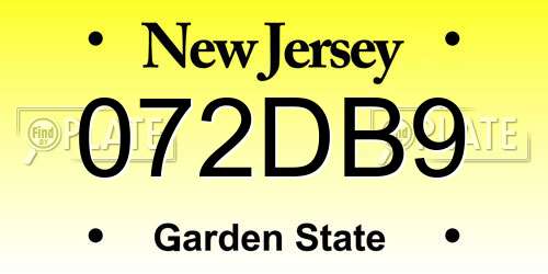 072DB9 New Jersey License Plate