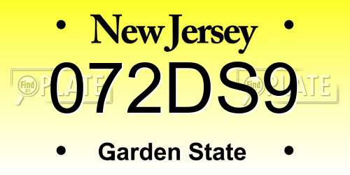 072DS9 New Jersey License Plate