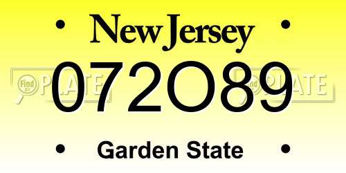072O89 New Jersey License Plate