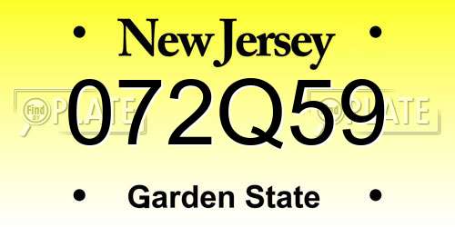 072Q59 New Jersey License Plate