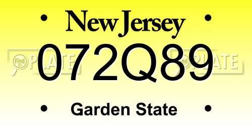 072Q89 New Jersey License Plate