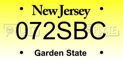072SBC New Jersey License Plate