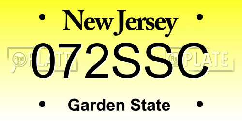 072SSC New Jersey License Plate