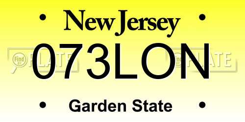 073LON New Jersey License Plate