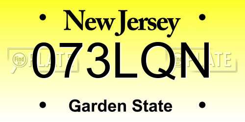 073LQN New Jersey License Plate