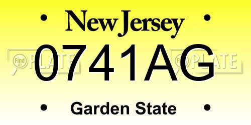 0741AG New Jersey License Plate