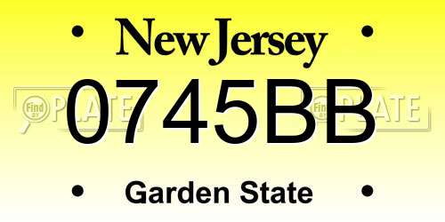 0745BB New Jersey License Plate