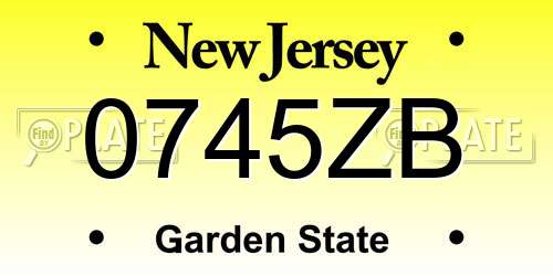 0745ZB New Jersey License Plate