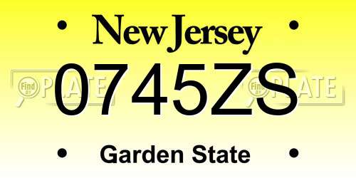 0745ZS New Jersey License Plate