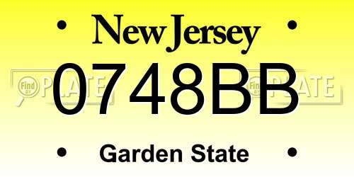 0748BB New Jersey License Plate