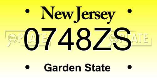 0748ZS New Jersey License Plate