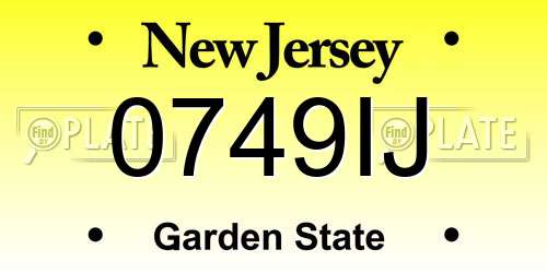 0749IJ New Jersey License Plate
