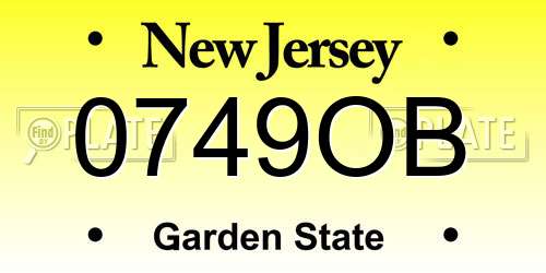 0749OB New Jersey License Plate