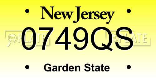 0749QS New Jersey License Plate