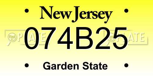 074B25 New Jersey License Plate
