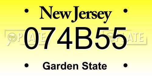 074B55 New Jersey License Plate