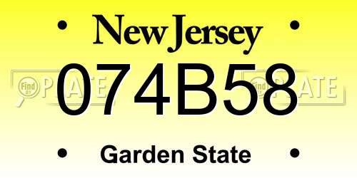 074B58 New Jersey License Plate