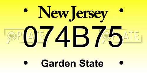 074B75 New Jersey License Plate