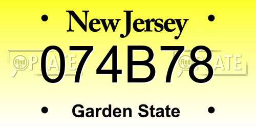 074B78 New Jersey License Plate