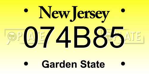 074B85 New Jersey License Plate