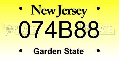 074B88 New Jersey License Plate