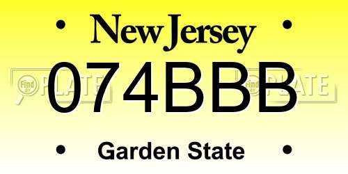 074BBB New Jersey License Plate