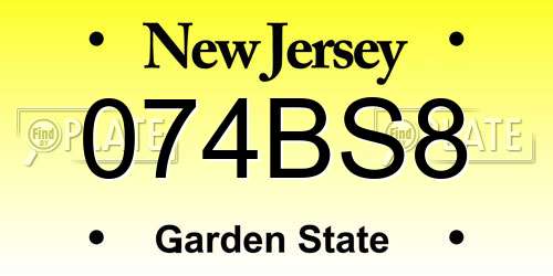 074BS8 New Jersey License Plate