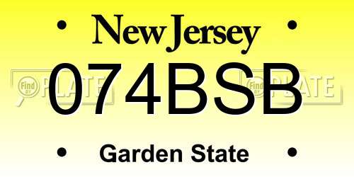 074BSB New Jersey License Plate