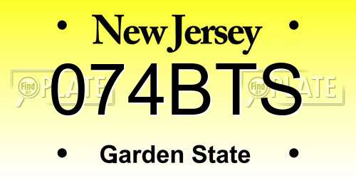074BTS New Jersey License Plate