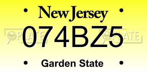 074BZ5 New Jersey License Plate